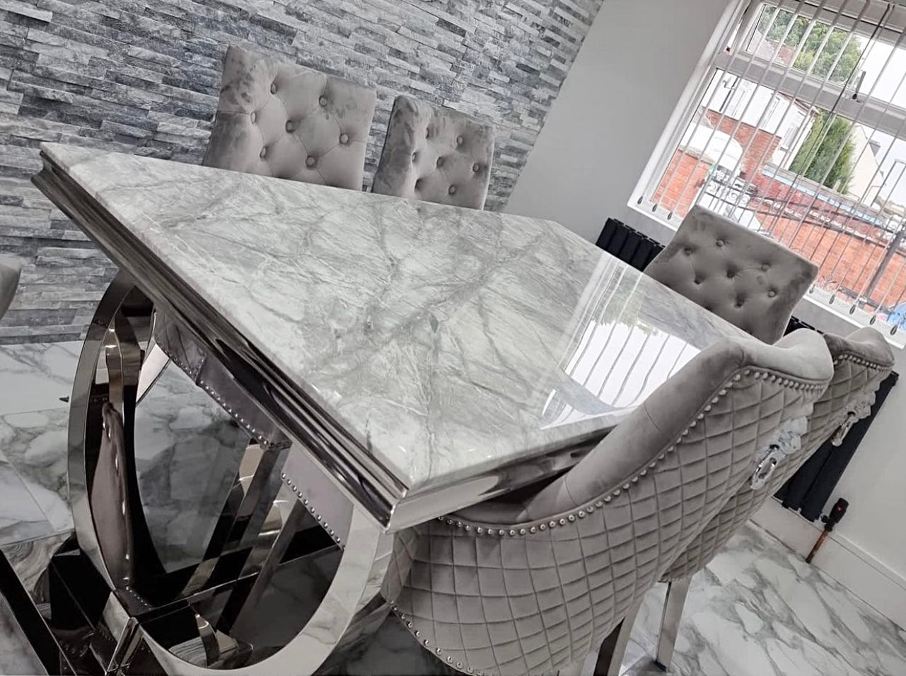Grey Marble Dining Florence Dining Table And Chairs Louis Grey