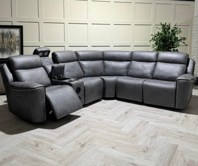 Monaco Tech fabric electric reclining corner sofa