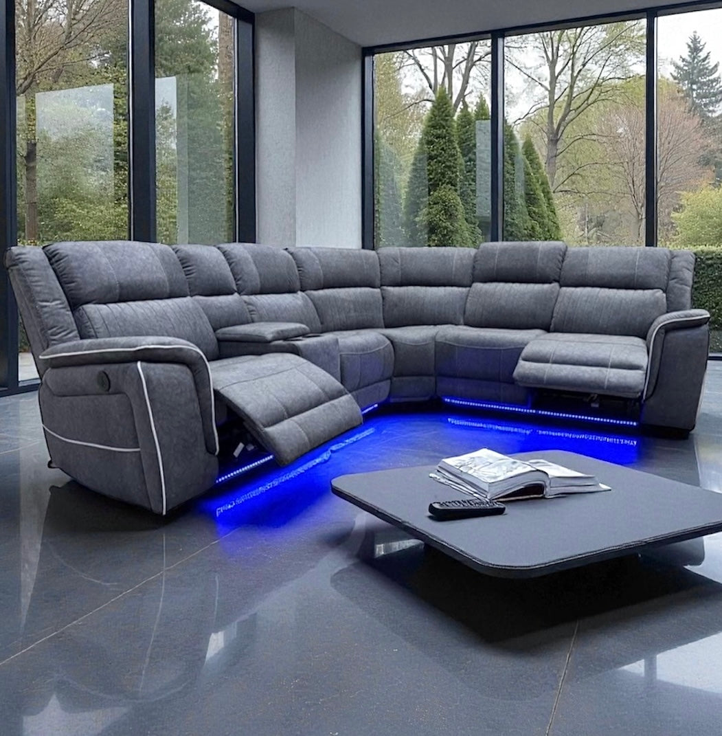 NEO tech fabric electric reclining corner sofa