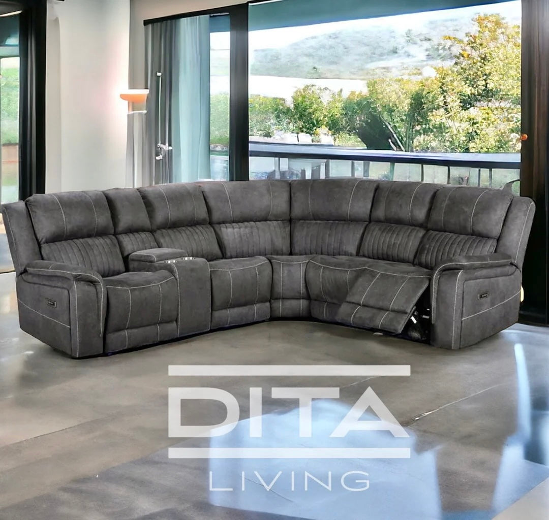 BELLA tech fabric electric reclining corner sofa