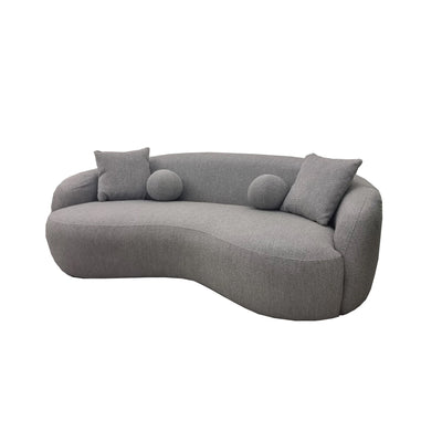 Boucle curved grey 3 seater sofa