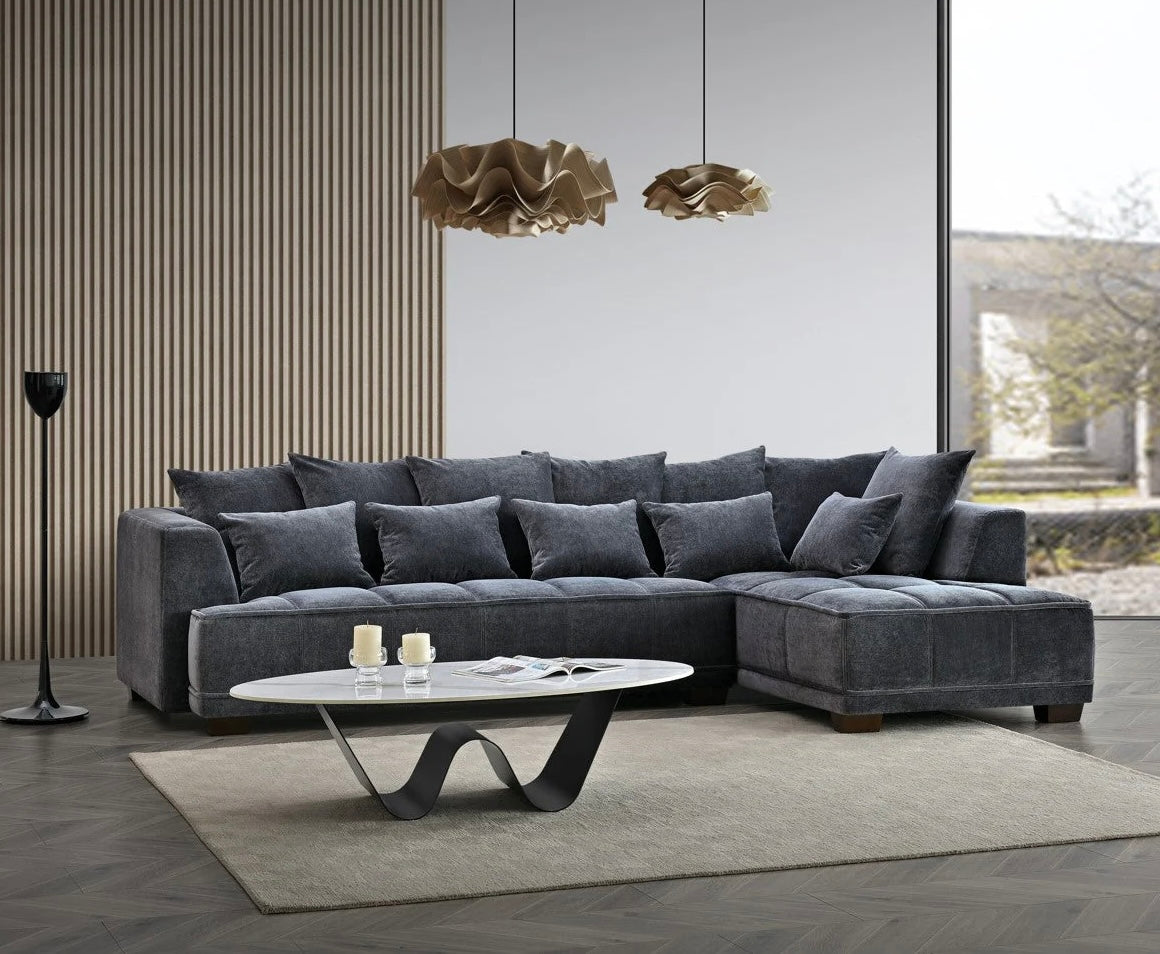 Sebastian steel fabric corner sofa