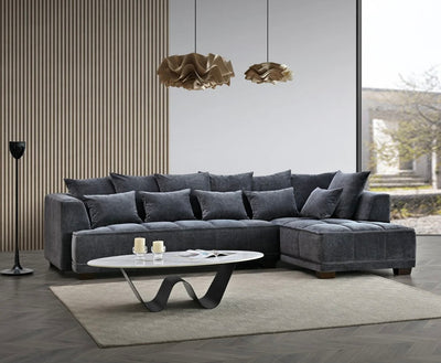 Sebastian steel fabric corner sofa