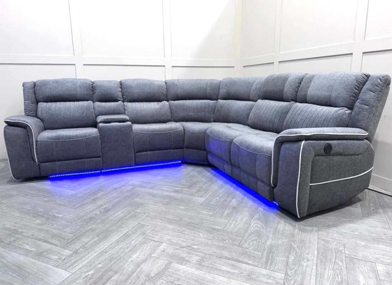 NEO tech fabric electric reclining corner sofa