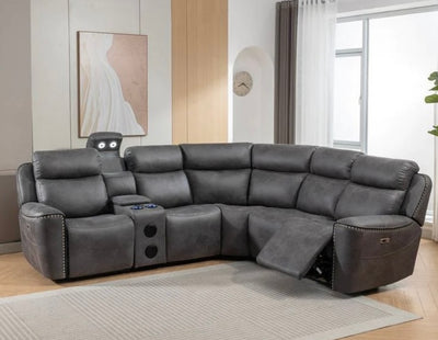 Monaco Tech fabric electric reclining corner sofa