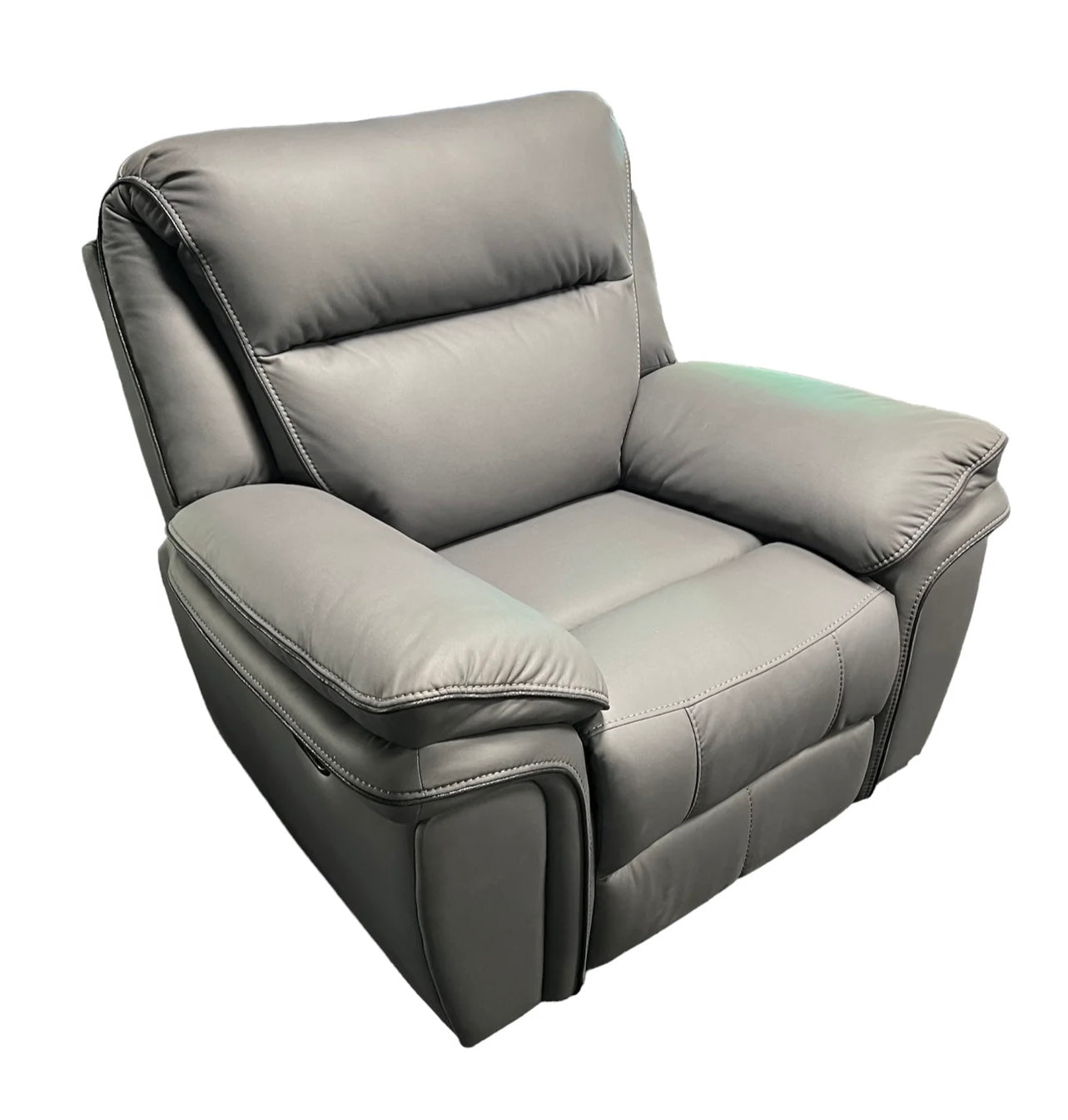 Jenson grey leather air manual recliner sofa