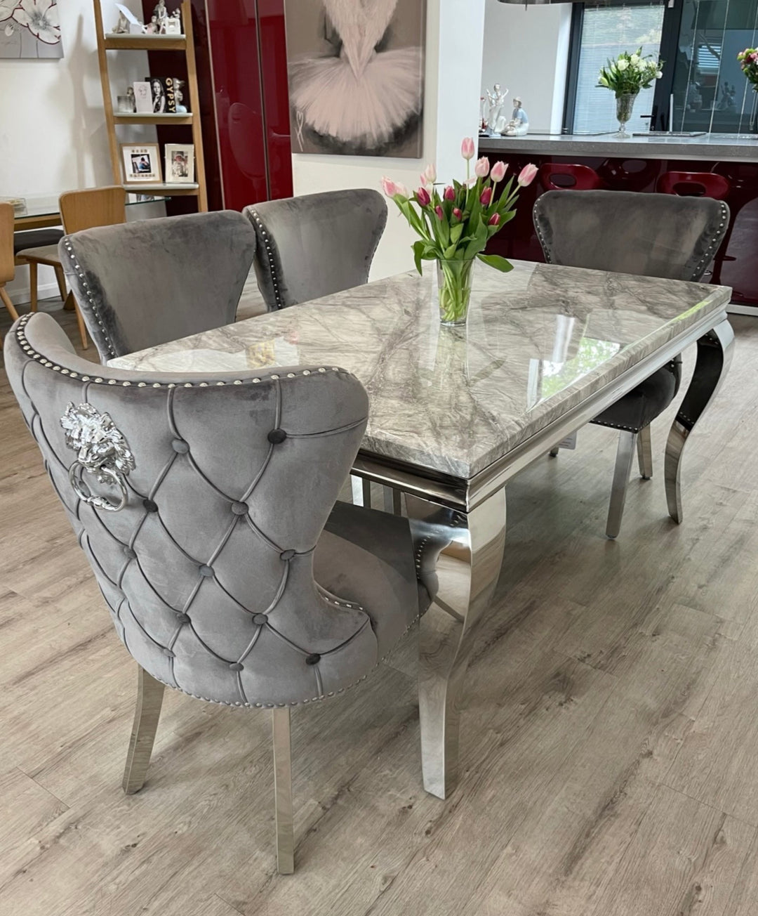 Marble dining set 6 chairs discount