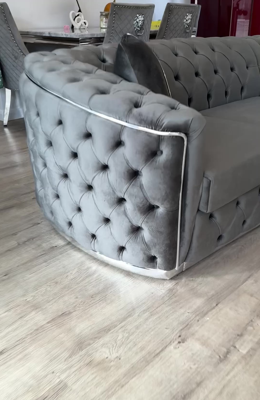 Ravello plush velvet deep button corner sofa