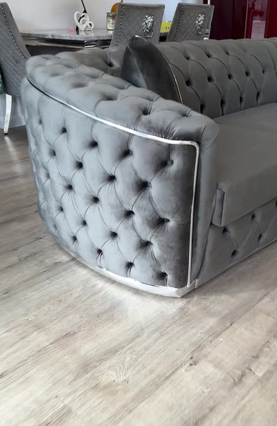 Ravello plush velvet deep button corner sofa