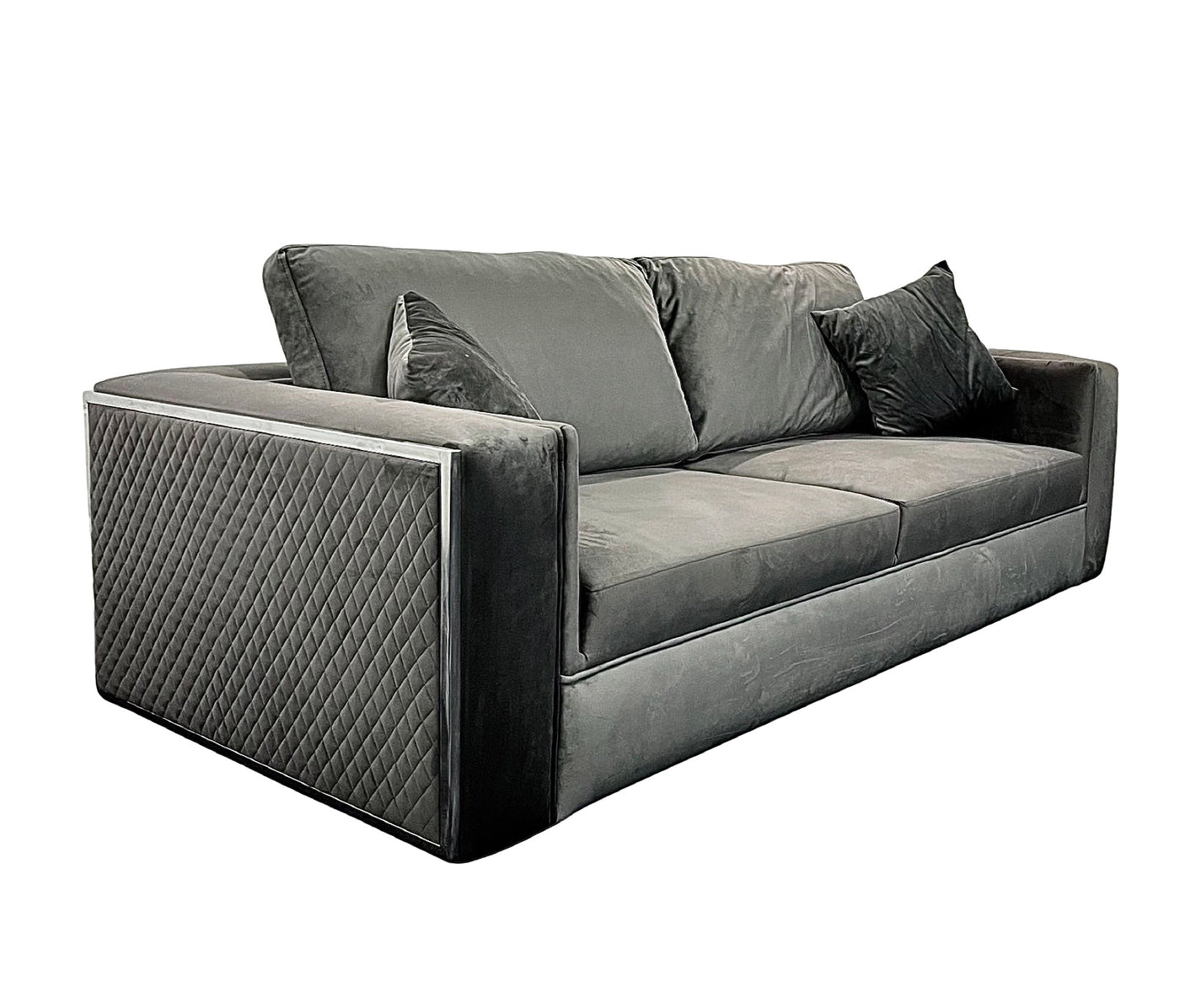 Milan sofa plush quilted velvet 3 seater, 2 seater